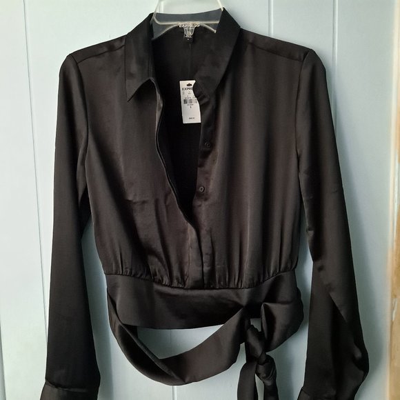 Express Waist Band Tie Blouse NWT - Picture 1 of 6